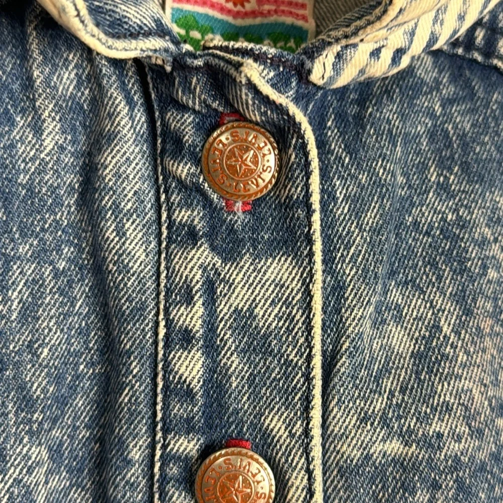 Levi's Kids Vintage Denim Jacket Acid Wash Snap‎ Button Down Blue Girls Large